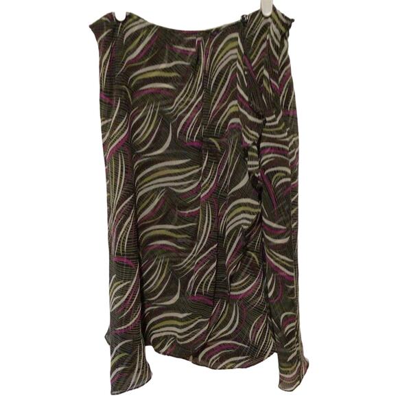 Jones New York Silk Midi Skirt 10P Multicolor Ruffle Hem Zip Closure Petite - Picture 3 of 4